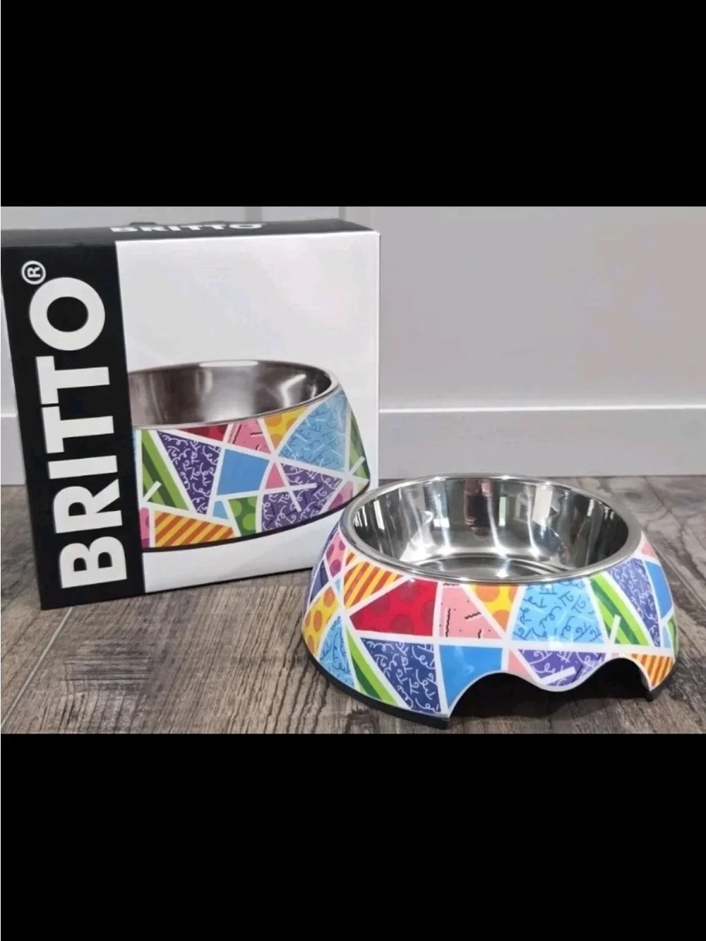 NWT ROMERO BRITTO- Britto Baby Blue Landscape Pet Bowl, Size Small- Cat or Dog
